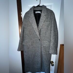 Zara Long Gray Wool Coat